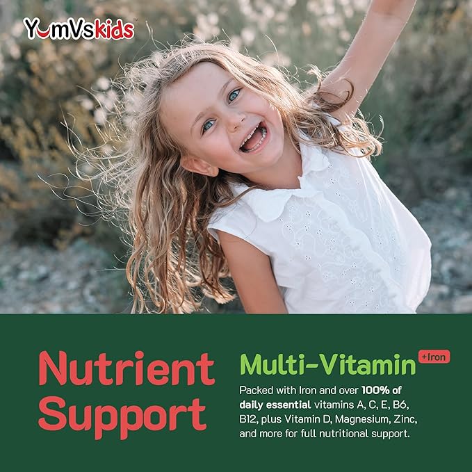 YumVs Complete Kids Multivitamin with Iron - Kids Chewable Multivitamin - Kids Vitamins Multivitamin + Kids Iron Supplement - Toddler Vitamins for 2 Year Old+, Kosher, Halal, Gluten Free (120 Tablets)