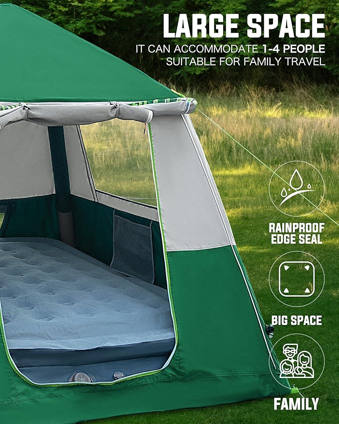 14.1'x6.5'x9' Inflatable Tents for Camping, Portable 6/8/10 Person Blow Up Air Tent, Waterproof Windproof Easy Setup Large Family Tent with 2 Doors, 6 Windows, Mosquito Screen