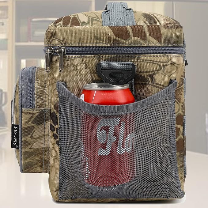 FlowFly Lunch Bag, Insulated Cooler, Thermal Lunch Box Tote with MOLLE/PALS Webbing, Adjustable Padded Shoulder Strap, for Tactical Men Women Adults and Boys Girls Kids (Camo#3, Medium)
