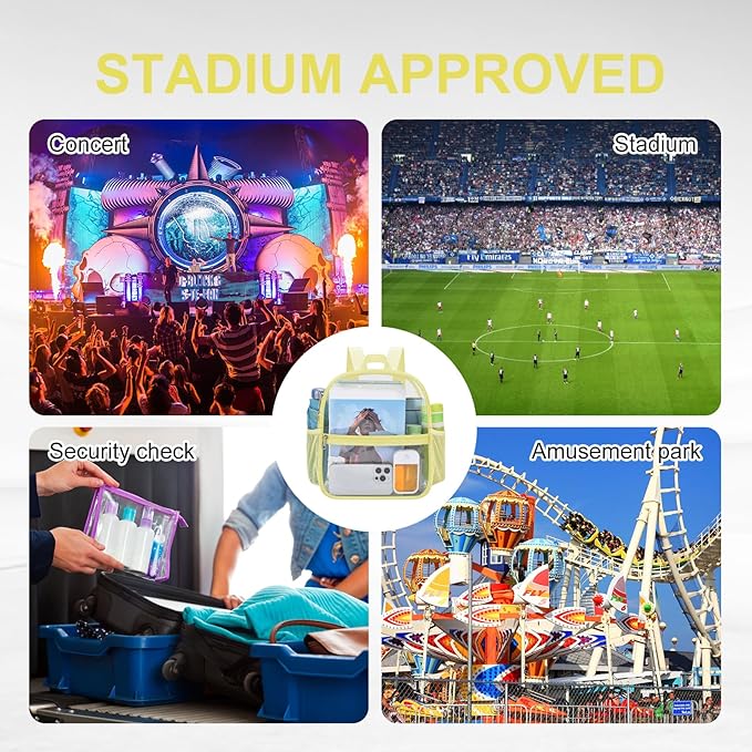 USPECLARE Clear Backpack Stadium Approved 12X11x6, Waterproof Clear Bag Stadium Backpack for Concert Work Sport Event