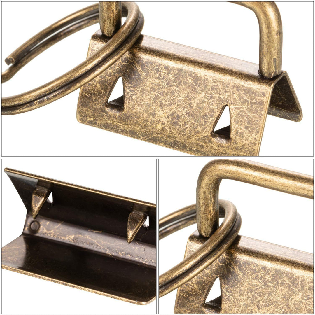 45Pcs 1 inch Bronze Key Fob Hardware Kits 1” Metal Gunmetal Keyfobs Hardware Bulk for Keychains Fob Wristlet Hardware with Key Ring for Lanyard