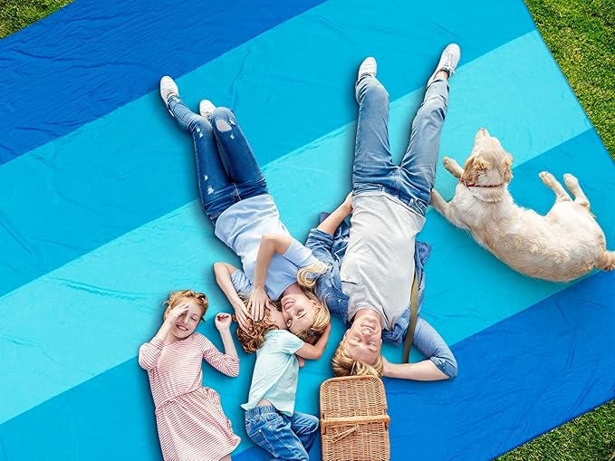Beach Blanket, Wateresistant Sandproof Sand Free Beach Mat with Corner Pockets Portable Bag for Festival Picnic and Outdoor Camping Activties (BL-MIX5, 120"×108"(8 Person))