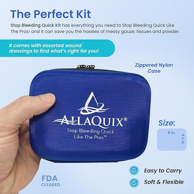 Stop Bleeding Quick Kit - First-aid with AllaQuix Stop Bleeding Gauze (Blood clotting Bandage) (Ultimate)