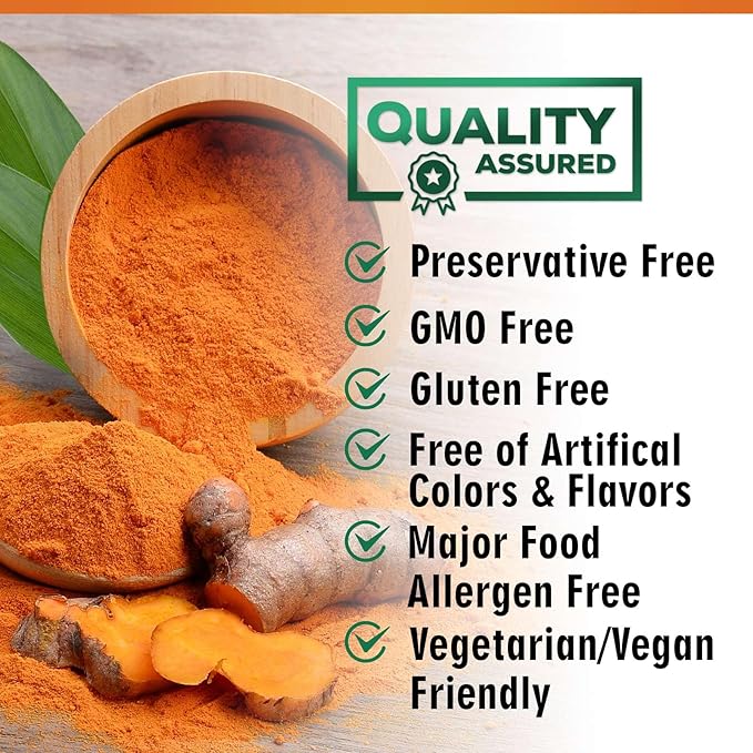 Turmeric Curcumin Supplement 1950mg with Organic Turmeric & Ginger, 95% Curcuminoids, BioPerine Black Pepper for Best Absorption, Nature's Vegan Joint Support, Non-GMO, Bottled in USA - 120 Capsules