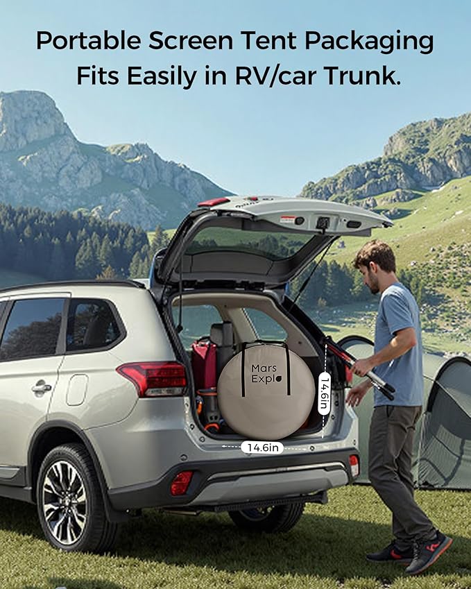 6x6FT Pop-Up Screen House Tent, Instant Portable Screen Room Canopy with Mesh Doors and Carry Bag for Patio, Backyard, Deck, Camping, and Outdoor Activities,(Oatmeal)