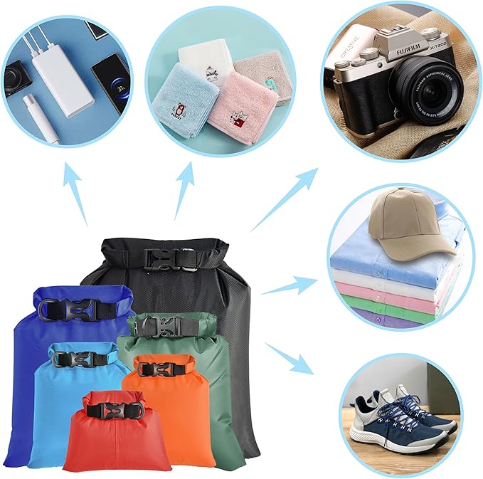 6PCS Dry Bags Waterproof, Lightweight Dry Bags for Kayaking Waterproof，Outdoor Waterproof Bag for Kayaking Hiking Boating Camping