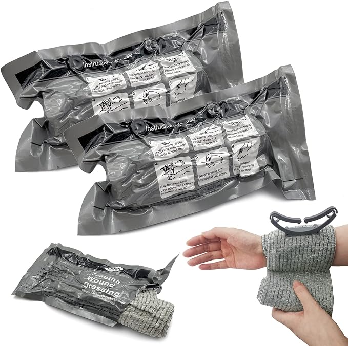 6 Inches 2 Pcs Madicare Israeli Bandage Trauma Dressing, First Aid, Medical Compression Bandage, Emergency Bandage (6 inch 2 pcs)