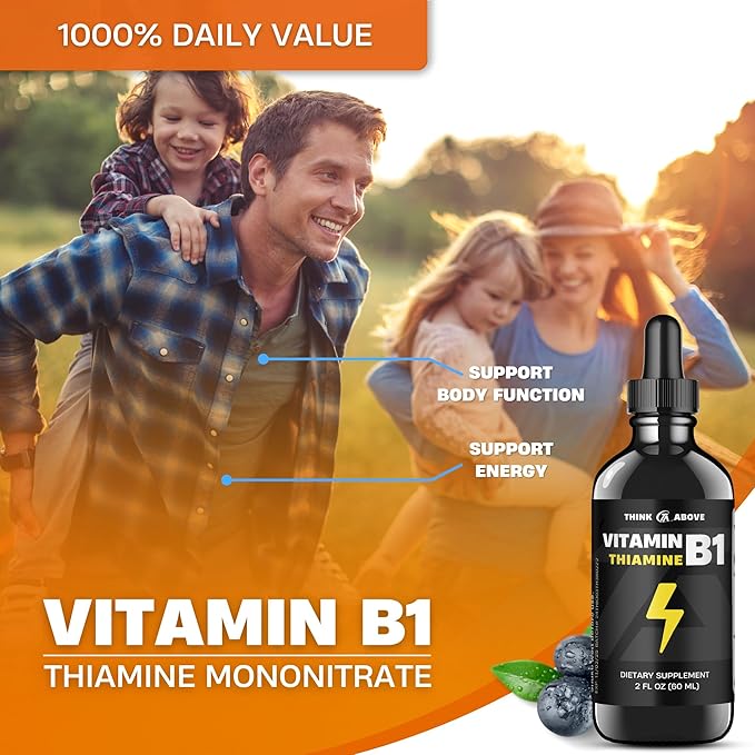 Vitamin B1 Thiamine Mononitrate - Liquid Drops Supplement (2 FL OZ)