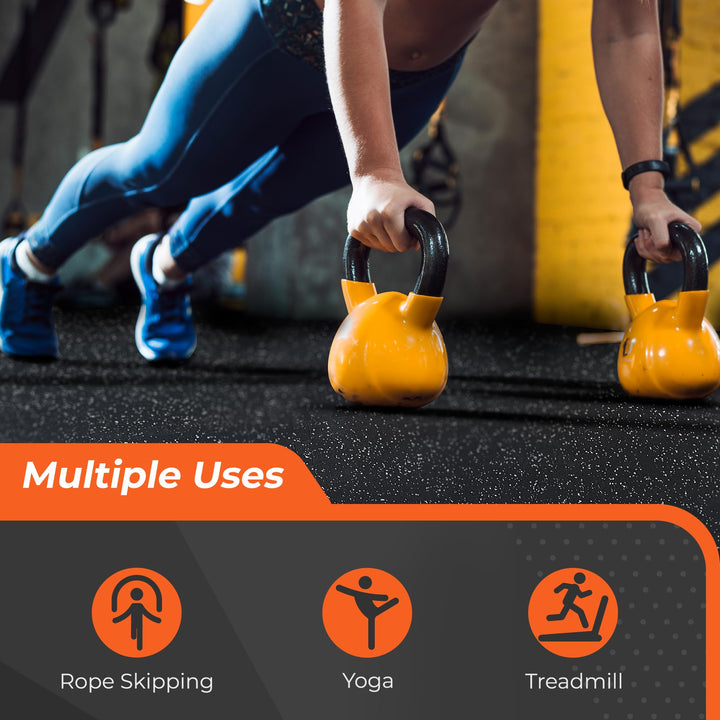 SUPERJARE 0.4'' Thick 6 Pcs 24 Sq Ft Rubber Top Exercise Equipment Mats, High Density EVA Foam Mats with Rubber Top, Interlocking Gym Flooring for Home Gym, Protective Workout Mat, Black/Grey