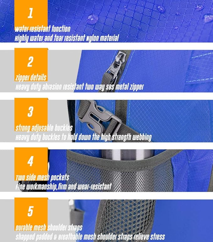 35L Lightweight Packable Backpack Waterproof Durable Hiking Travel Backpack Daypack