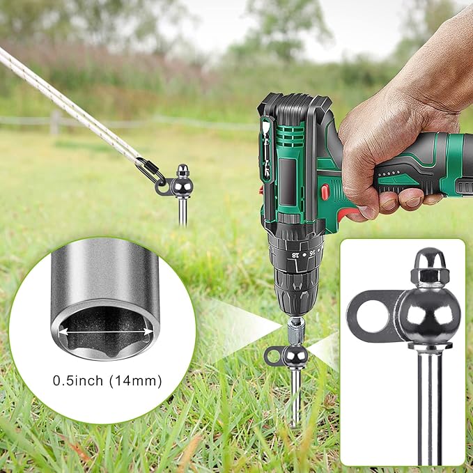 12 Inch Ground Anchors, 4 Pcs Heavy Duty Tent Stakes, Easy to Install and Reusable, for Camping Tents, Trampolines, Sheds, Swing Sets, Securing Animals