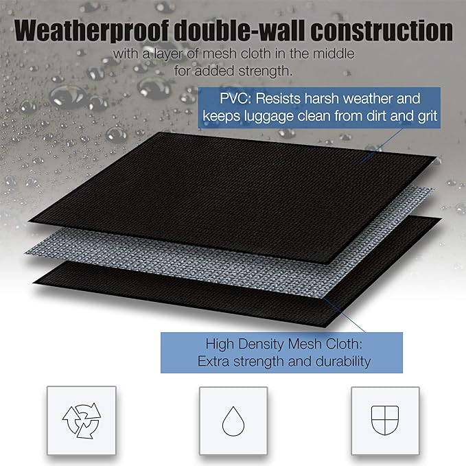 Asani Waterproof Car Roof Top Cargo Carrier Bag with 8 Heavy-Duty Straps and Buckles | Weatherproof Luggage Roofbag for Rooftop Racks | Car Topper Bag for Sedan, SUV, Vans & More (15 Cubic Feet)