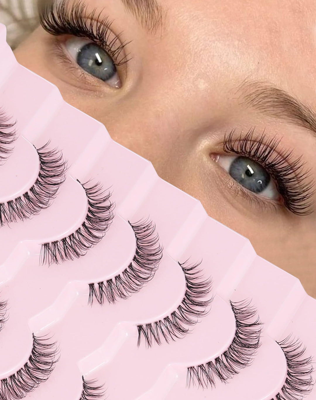 Wispy Eyelashes Natural Lashes Natural Eyelashes Fake Eyelashes False Eyelashes Strip Lashes Wispy Lashes Clear Band Lashes Light-08