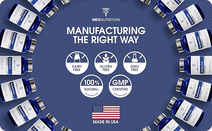 Berberine Supplement 1200mg HCI - 60 Capsules, 3rd Party Lab Tested, Non-GMO, GMP Certified - Supports Metabolic Health & Overall Wellness