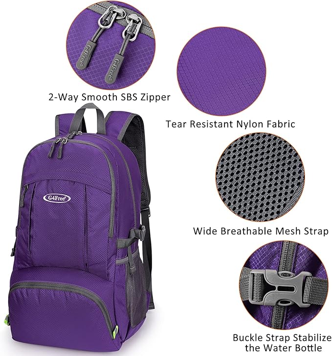 G4Free 40L Lightweight Packable Hiking Backpack, Waterproof Travel Daypack