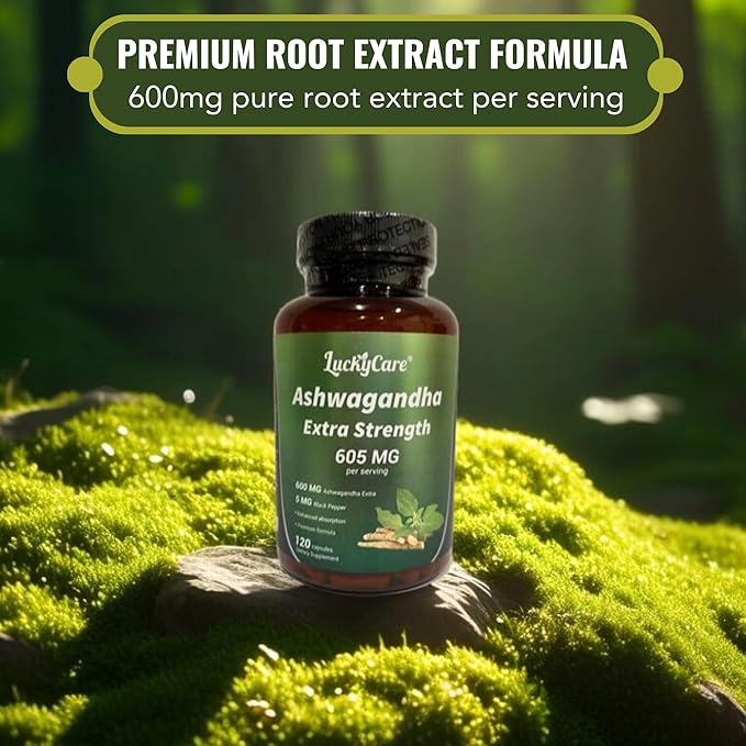 Ashwagandha Extract, Extra Strength Capsules with Black Pepper Extract, Premium Root Extract Formula - Made in USA (600mg, 120 Capsules)