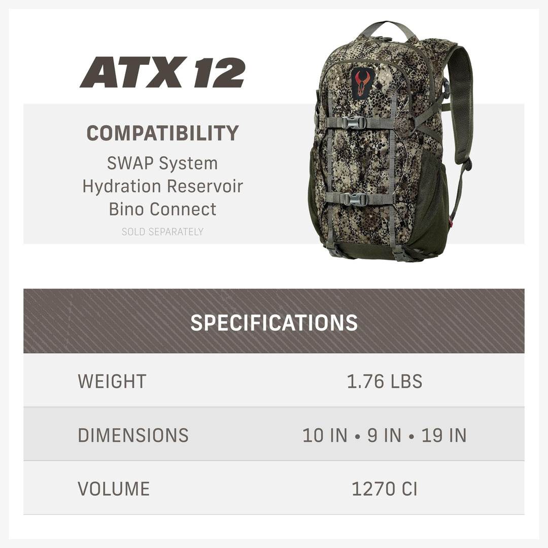 Badlands ATX 12 Hunting Pack - All-Terrain Xtreme Tactical Backpack, Lightweight, Water Resistant, Approach OG