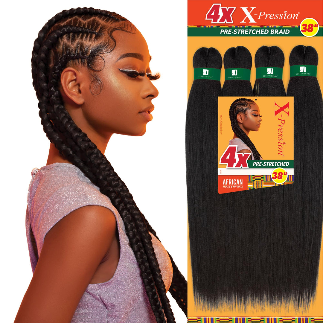 Sensationnel Xpression Prestretched Braiding Hair - 4X Xpression 38 Inch Kanekalon Flame Retardant Smooth Yaki Braid - 4X X-Pres