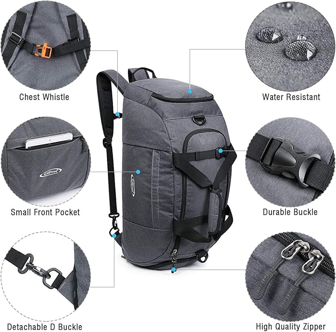 G4Free 40L 3-Way Duffle Bag Backpack Gym Bag for Men Women Sports Duffel Bag with Shoe Compartment Travel Backpack Luggage