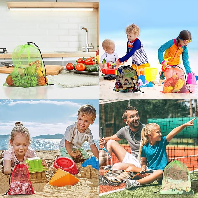 iMucci 13"X15.5" 6Pcs Mesh Laundry Drawstring Bag Nylon Drawstring Gym Bag with Cord Lock Closure