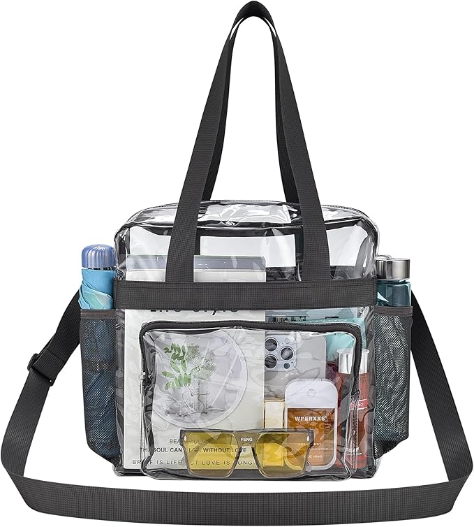 USPECLARE Clear Tote Stadium Approved, Security Travel & Gym Clear Bag for Work Sports Games Concerts