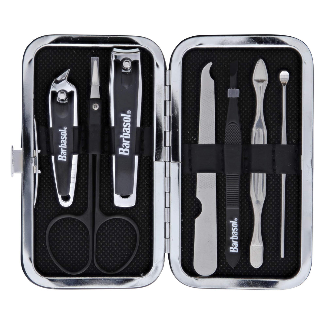 Barbasol 8 Piece Travel Manicure Set with Scissors, Nail Clippers, Nail File, Tweezers, Cuticle Pushers and Travel Case