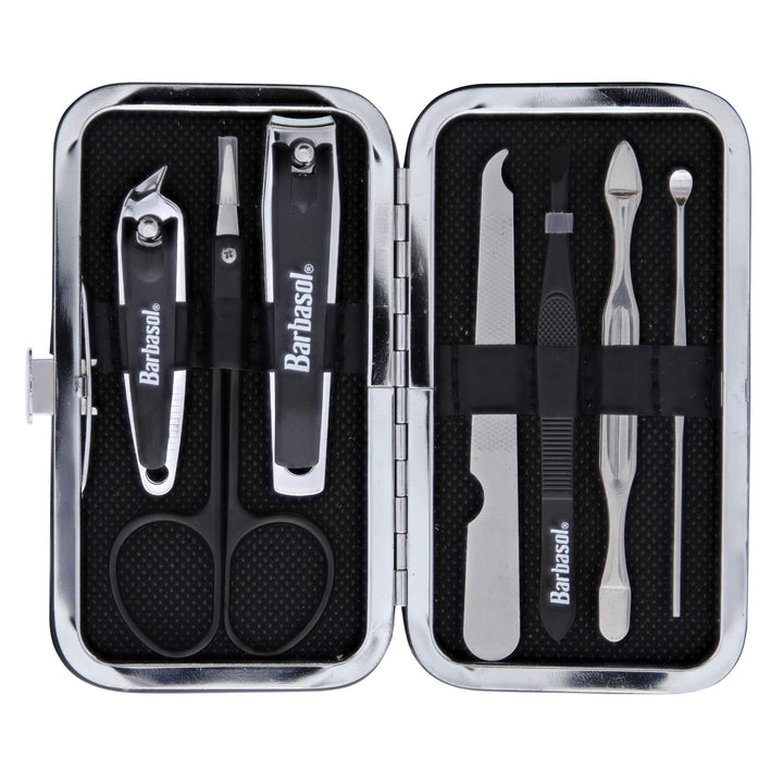 Barbasol 8 Piece Travel Manicure Set with Scissors, Nail Clippers, Nail File, Tweezers, Cuticle Pushers and Travel Case