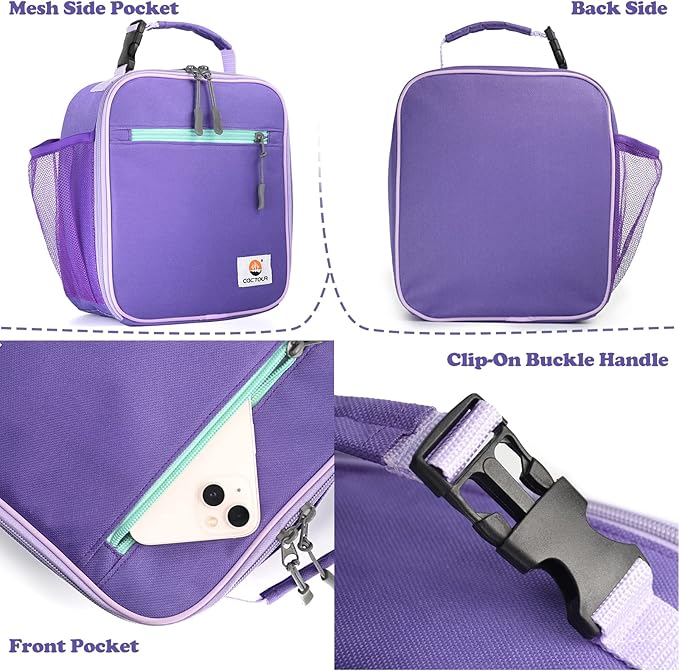 Lunch Box Kids,Premium Insulated Lunch Bag for Girls Boys Teen Women,Soft Bag Mini Cooler Back to School Thermal Reusable Lunch Bag for Work School Picnic (Purple)