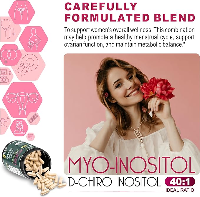 Bundle 5in1 Valerian Root Supplement 100 Count & 6in1 Myo-inositol & D-Chiro Inositol Supplement for Women 120 Count - Support Restful Night, Relaxation, Heart & Overall Health