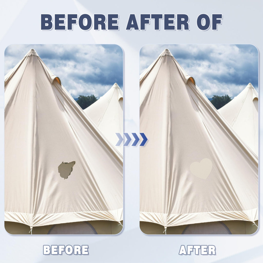 Azobur 2 Pieces Waterproof Extra Large Canvas Repair Tape, Boat Cover Repair Kit, Tent Repair Tape, Pop Up Canvas Repair Kit, Suitable for Various Fabric Repair (Light Brown)