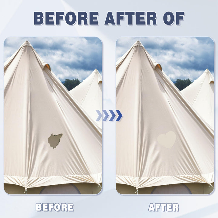 Azobur 2 Pieces Waterproof Extra Large Canvas Repair Tape, Boat Cover Repair Kit, Tent Repair Tape, Pop Up Canvas Repair Kit, Suitable for Various Fabric Repair (Light Brown)