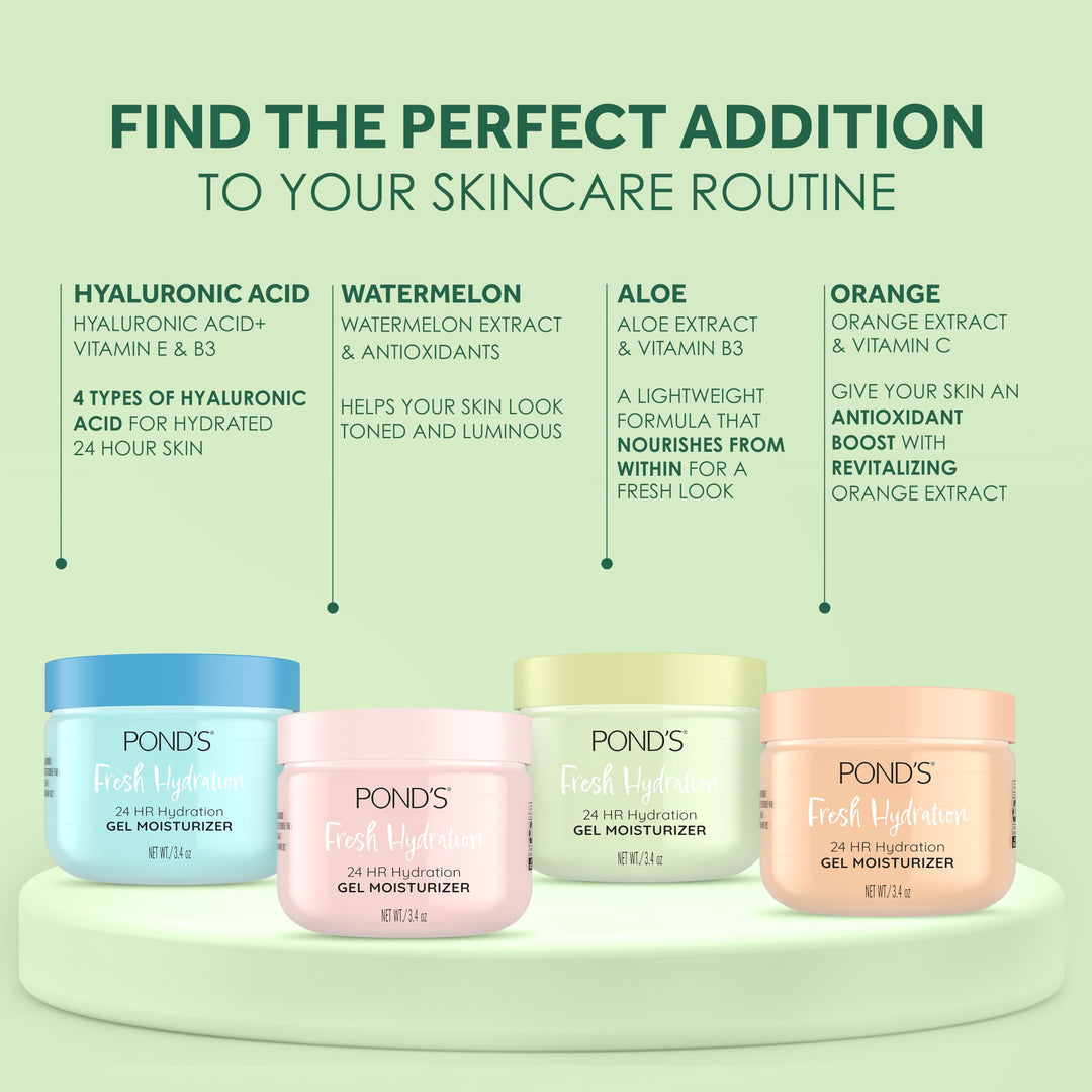 POND'S Aloe Extract & Vitamin B3 Gel Face Moisturizer For Fresh and Luminous Skin, 3.4 oz