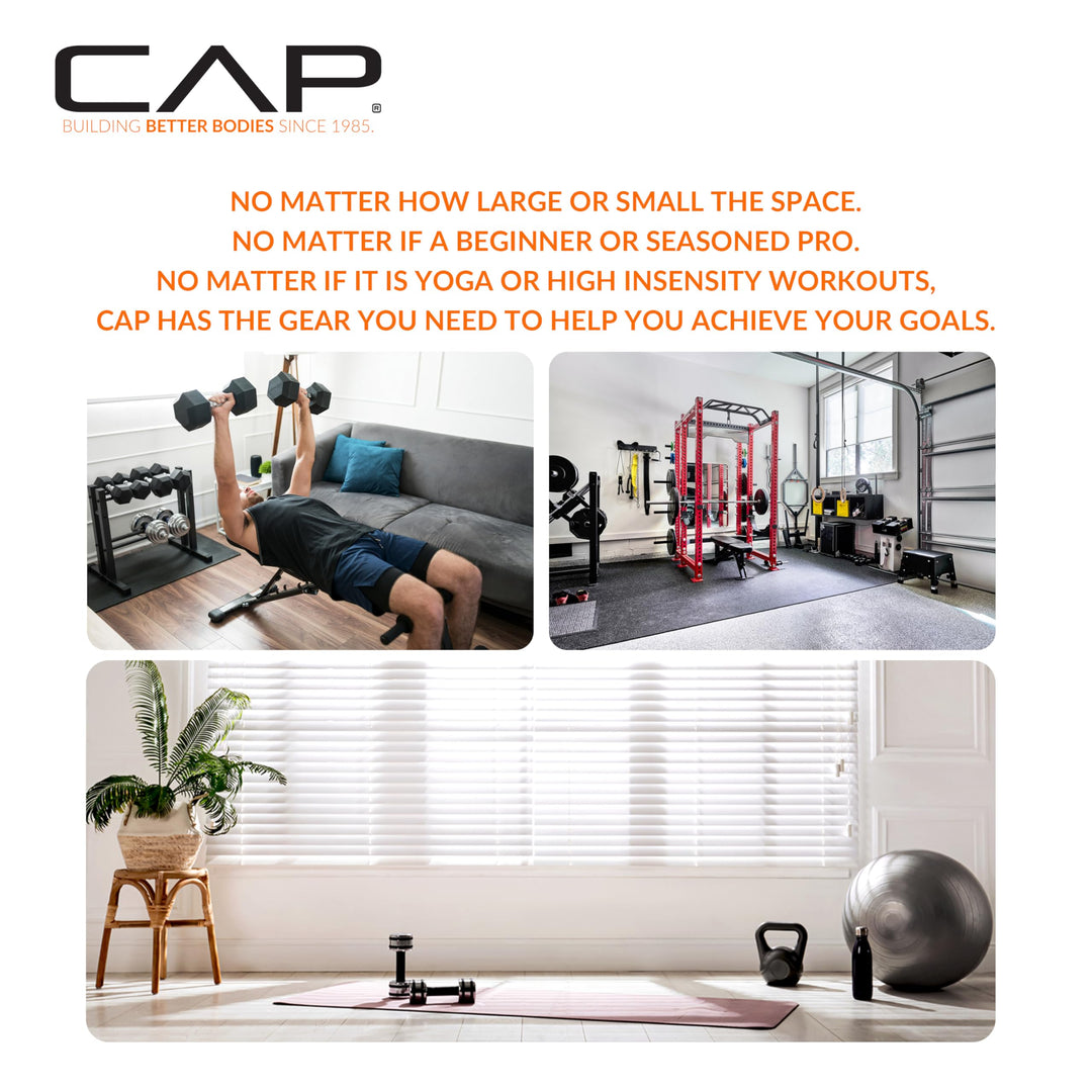 CAP Barbell 1/2-Inch Interlocking EVA Foam Exercise Puzzle Mats - 2 Pack | 24" x 24" x 1/2" | T Pattern - Black