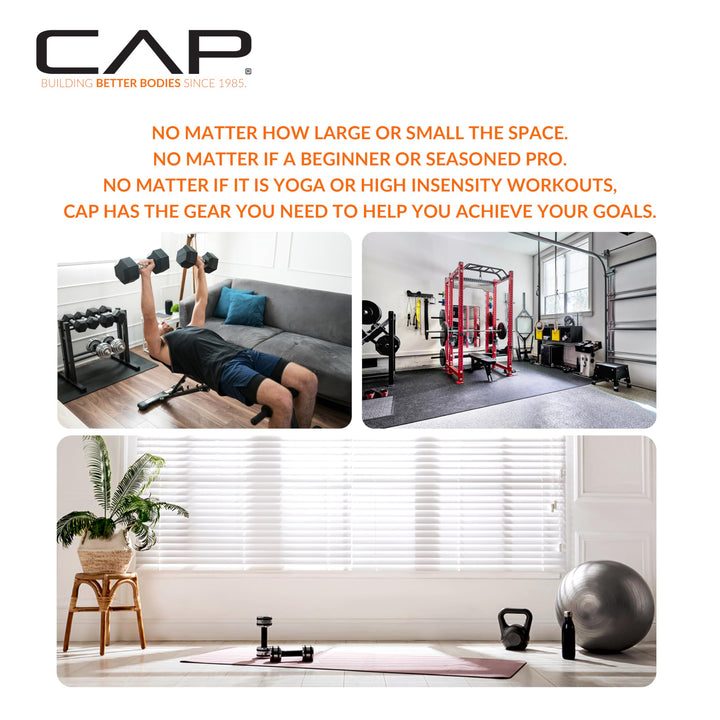CAP Barbell 1/2-Inch Interlocking EVA Foam Exercise Puzzle Mats - 2 Pack | 24" x 24" x 1/2" | T Pattern - Black