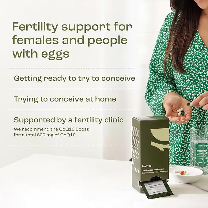 bird&be The Power Prenatal for Females - Fertility Support with Algae Oil DHA (Omega-3), CoQ10 and N-Acetyl Cysteine - 30-Day Supply (HSA/FSA Eligible)