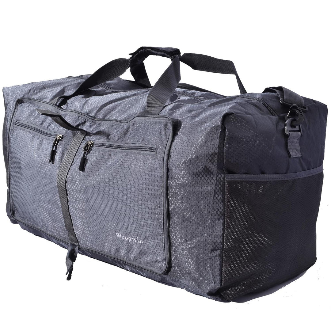 Woogwin Travel Duffel Bag Large Foldable Waterproof Overnight Bag for Beach Swim Bags Pool Sports Gym (60L Gray)