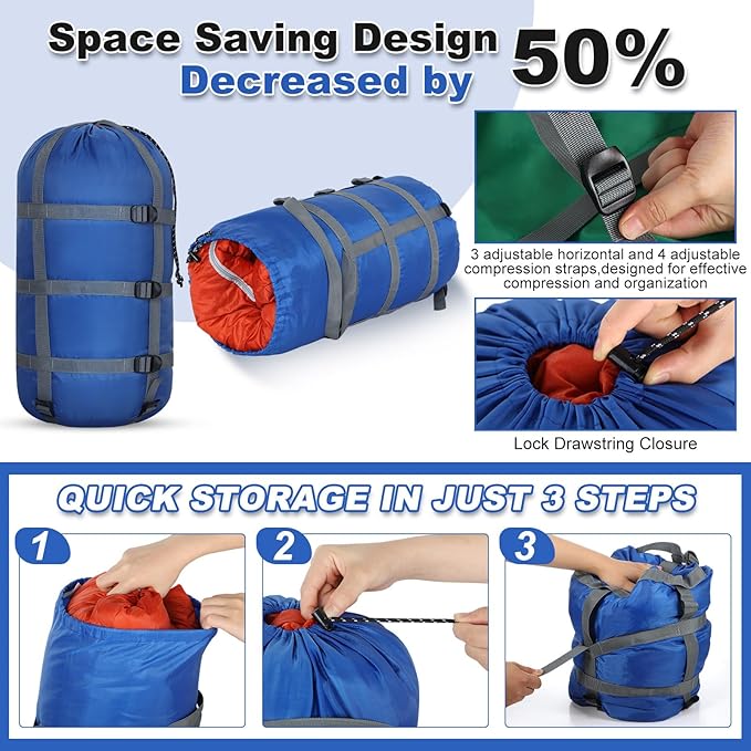 5 Pack Compression Stuff Sack 5 Assorted Size Sleeping Bag Stuff Sack Ultralight Sleeping Bag Cover Space Saving Gear for Travel Outdoor Camping Hiking Backpacking