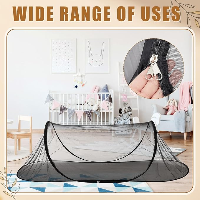 2 Pcs 78 * 31 * 22 Inch Large Pop up Mosquito Tent Portable Folding Mosquito Net Anti Mosquito Bed Canopy Fly Tent Adjustable Mosquito Nets for Adults Baby Bed Camping Travel Patio Blacck