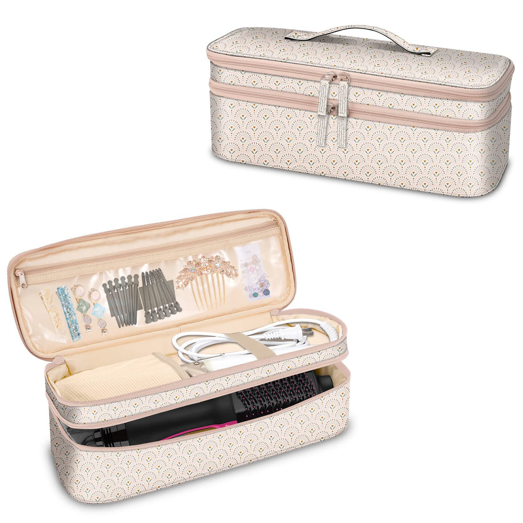 SITHON Double-Layer Travel Carrying Case for Shark FlexStyle/SmoothStyle, Water Resistant Storage Organizer Bag for Airwrap Styler, Also for Revlon One-Step Hair Dryer (Bag Only) (Heart Arch)