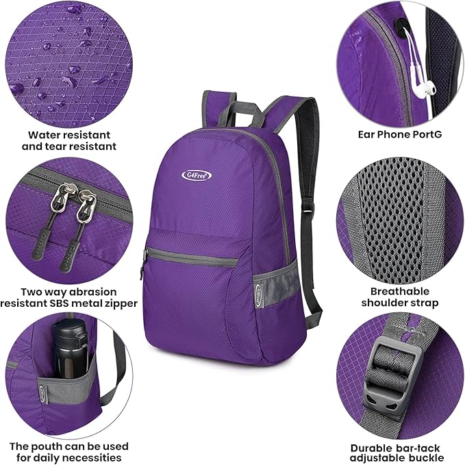G4Free 20L Lightweight Packable Backpack Travel Hiking Daypack Foldable Backpack for Men Women