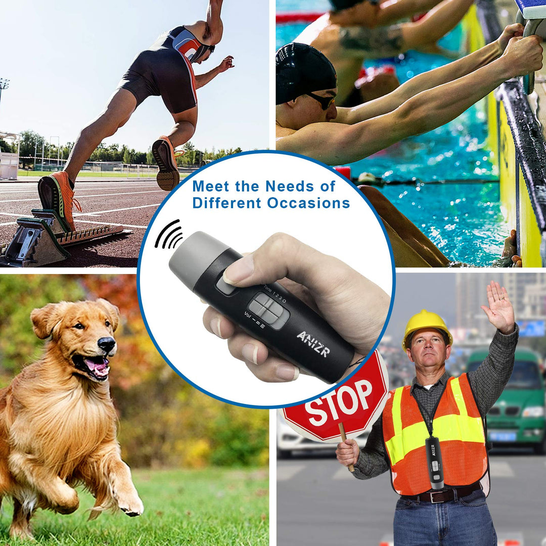 ANIZR Electronic Whistles with Lanyard,Adjustable 3 Tone & 3 High Volume Hand Emergency Whistle Basketball Referee Whistle for Coach,Teacher,Police,Outdoor Camping Boating Hiking,Black (with Battery)
