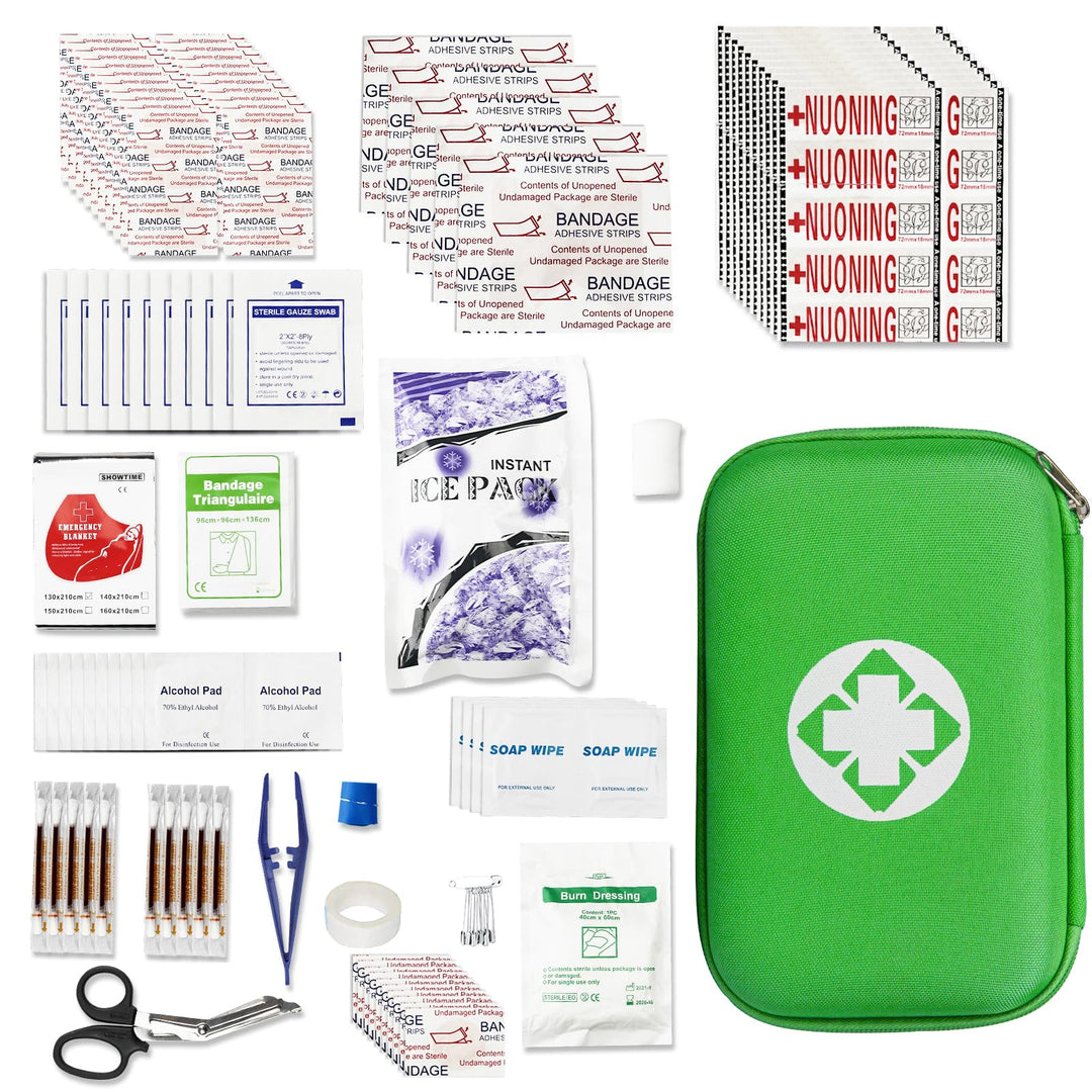 276Pcs First-Aid Kit Emergency-Kit Home-Car - First Aid Kits for Business Travel Essentials First Aid Bag Emergency Necessities for Boat Hiking Skating, Green YIDERBO