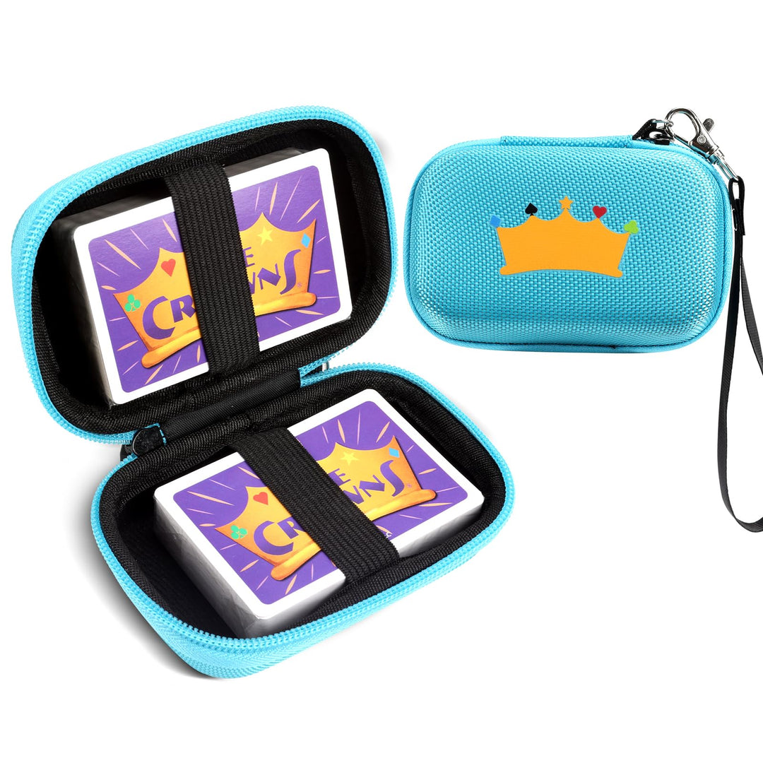 Meetikar Travel Card Games Case Compatible with Enterprises Five Crowns Card Games Set, Hard Carrying Card Case for UNO and Phase 10 Playing Card Case (Not Including Cards) (Blue)