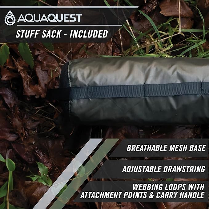 AquaQuest Safari Camping Tarp - Lightweight Durable Rain Fly - Waterproof Camping Essentials for Hiking, Backpacking & Hammock, 15 x 15 ft, Olive Drab