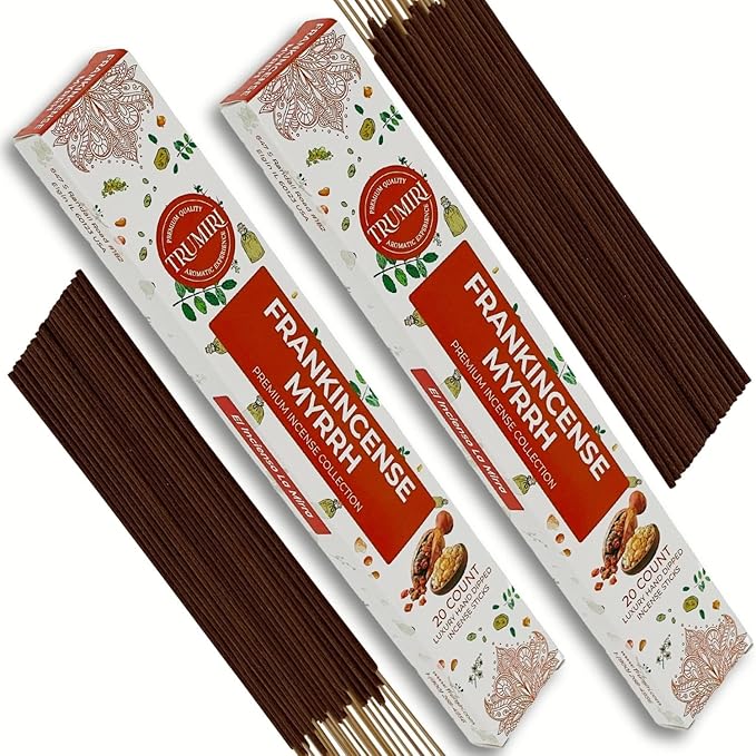 Frankincense and Myrrh Incense Sticks - Total 40 Insence-Sticks - Dual Pack of 20 Insense - Inciensos - Inscents - Natural Non Toxic Ingredients - Incents - Incence - Inscense - Insents