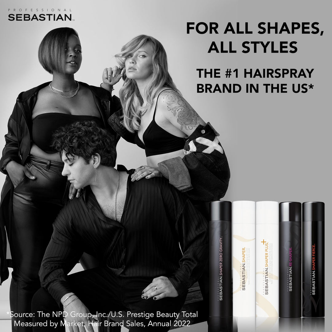 Sebastian Professional Shaper Mini Hairspray, 50 VOC% | Flexible to Medium Hold | Brushable with Control | Travel Size, 1.5 oz