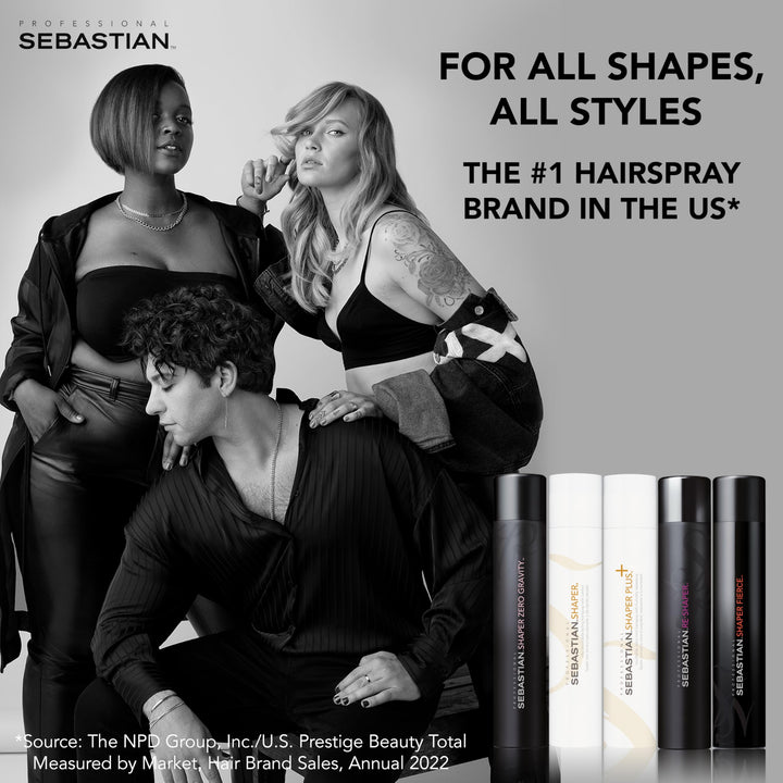Sebastian Professional Shaper Mini Hairspray, 50 VOC% | Flexible to Medium Hold | Brushable with Control | Travel Size, 1.5 oz