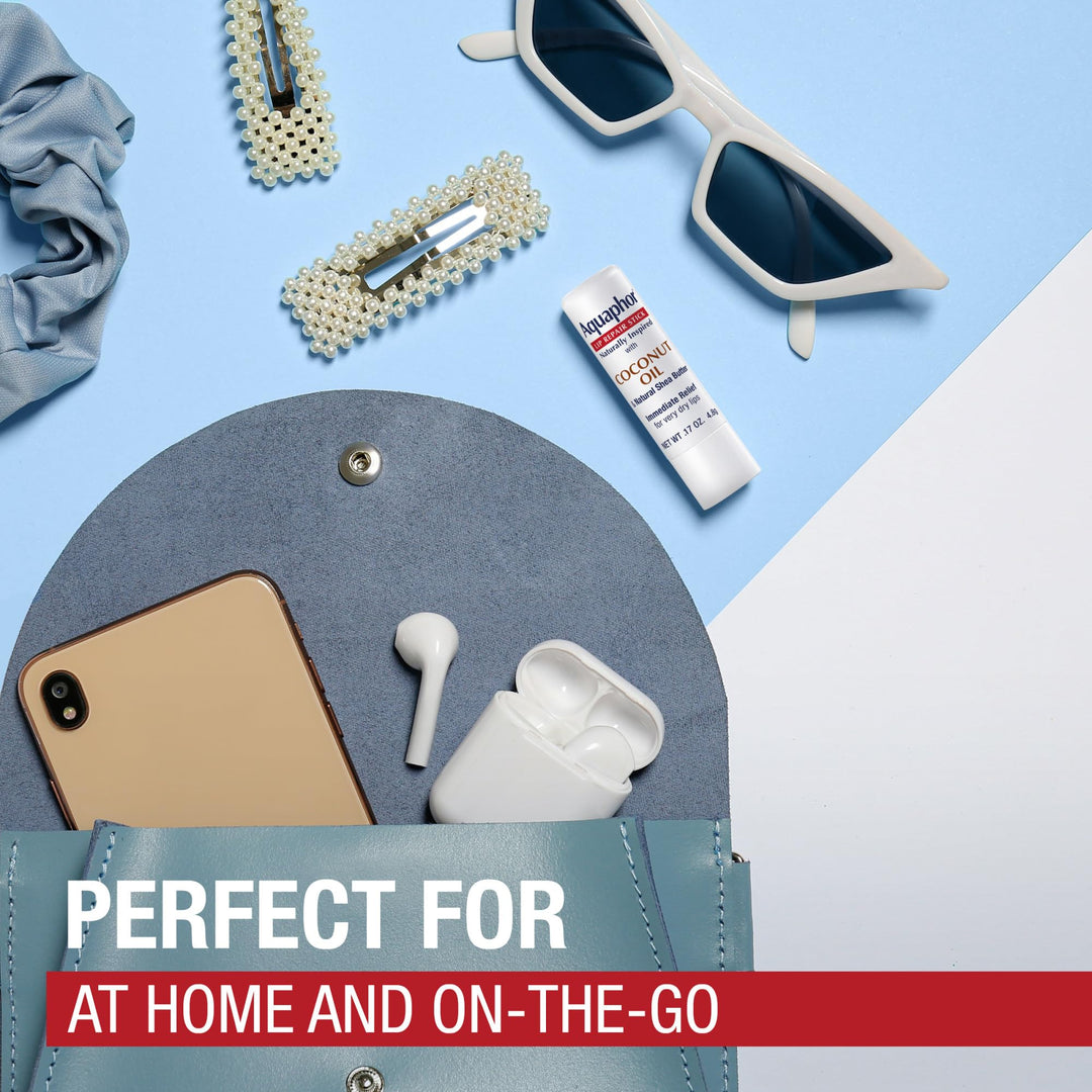 Aquaphor Naturally Inspired Lip Repair Stick with Coconut Oil and Natural Shea Butter, Hydrating Lip Balm Immediately Relieves Dryness, 0.17 Oz Stick