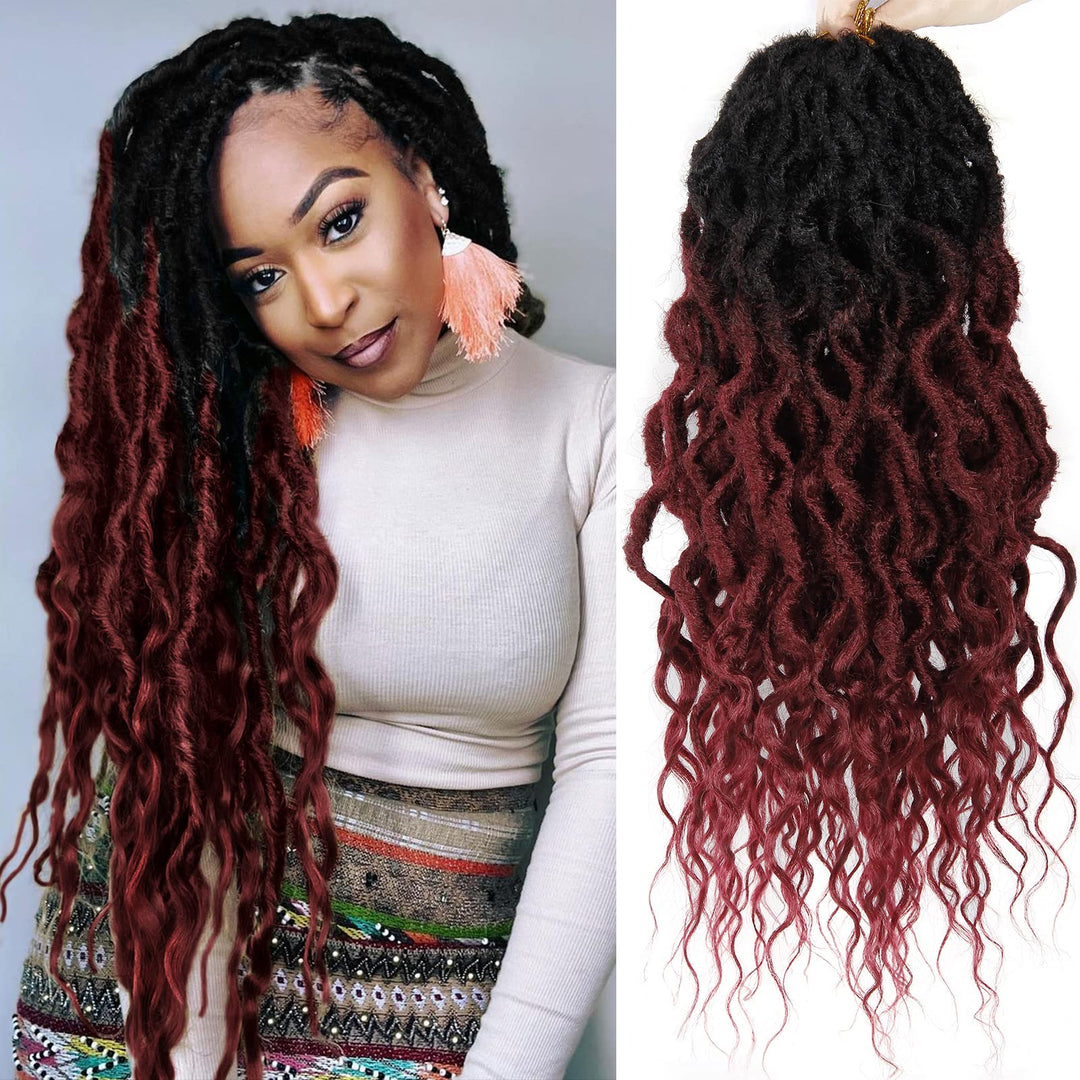 Faux Locs Crochet Hair 6Packs 24Inch Goddess Locs Crochet Hair, Long Locs Crochet Hair with Soft Curly Ends Dreadlocks Faux Crochet Locs Synthetic Braids Extensions (24'', TBUG)