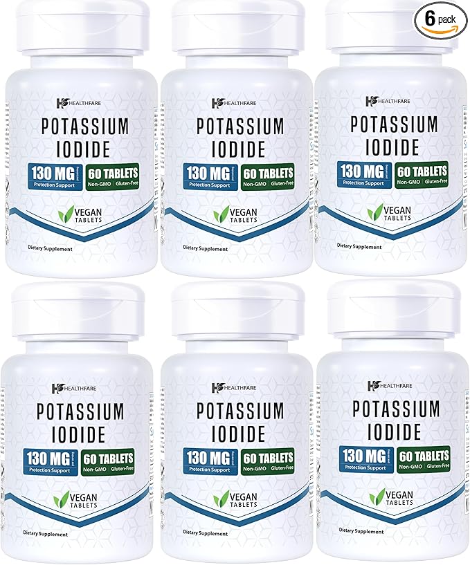 Potassium Iodide Tablets | 130 mg | 360 Fast-Dissolving Tablets (6 Pack) | Ki Pills | Long Shelf Life | Non-GMO